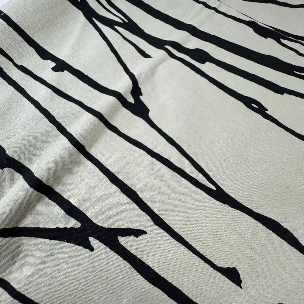 CB2 Twig Table Runner Natural Cotton Tan Black Modern Print 14 x 72